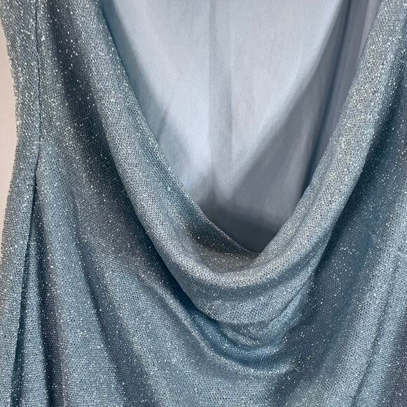 HUGO BUSCATI COLLECTION Women's Blue Shimmer Vintage Spaghetti Strap Dress SZ M - Picture 8 of 12